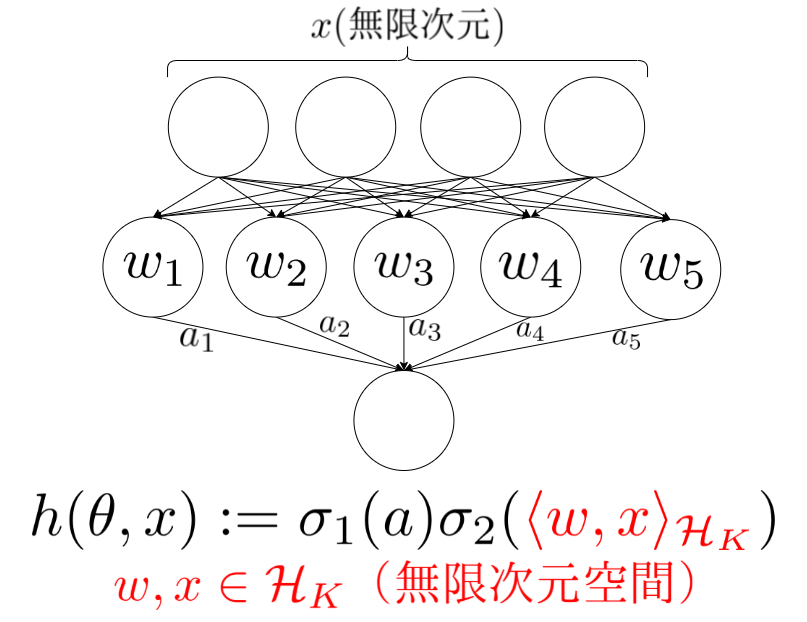 平均場設定における無限次元入力二層ニューラルネットワークの最適化